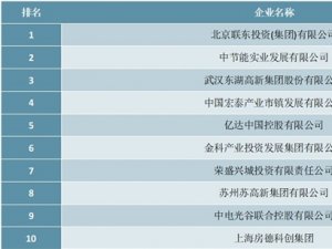 2020年中国产业园区运营商综合实力TOP10排行榜