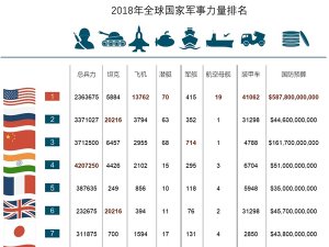 一图看懂：2018年全球主要国家军事力量排名