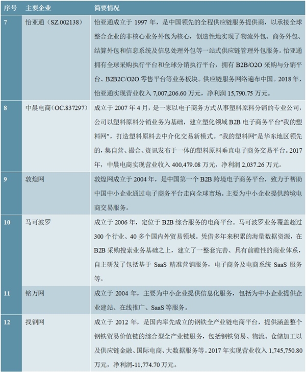 2020电子商务主要企业及行业主要特征