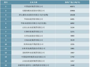 2020年水泥熟料产能50强排行榜